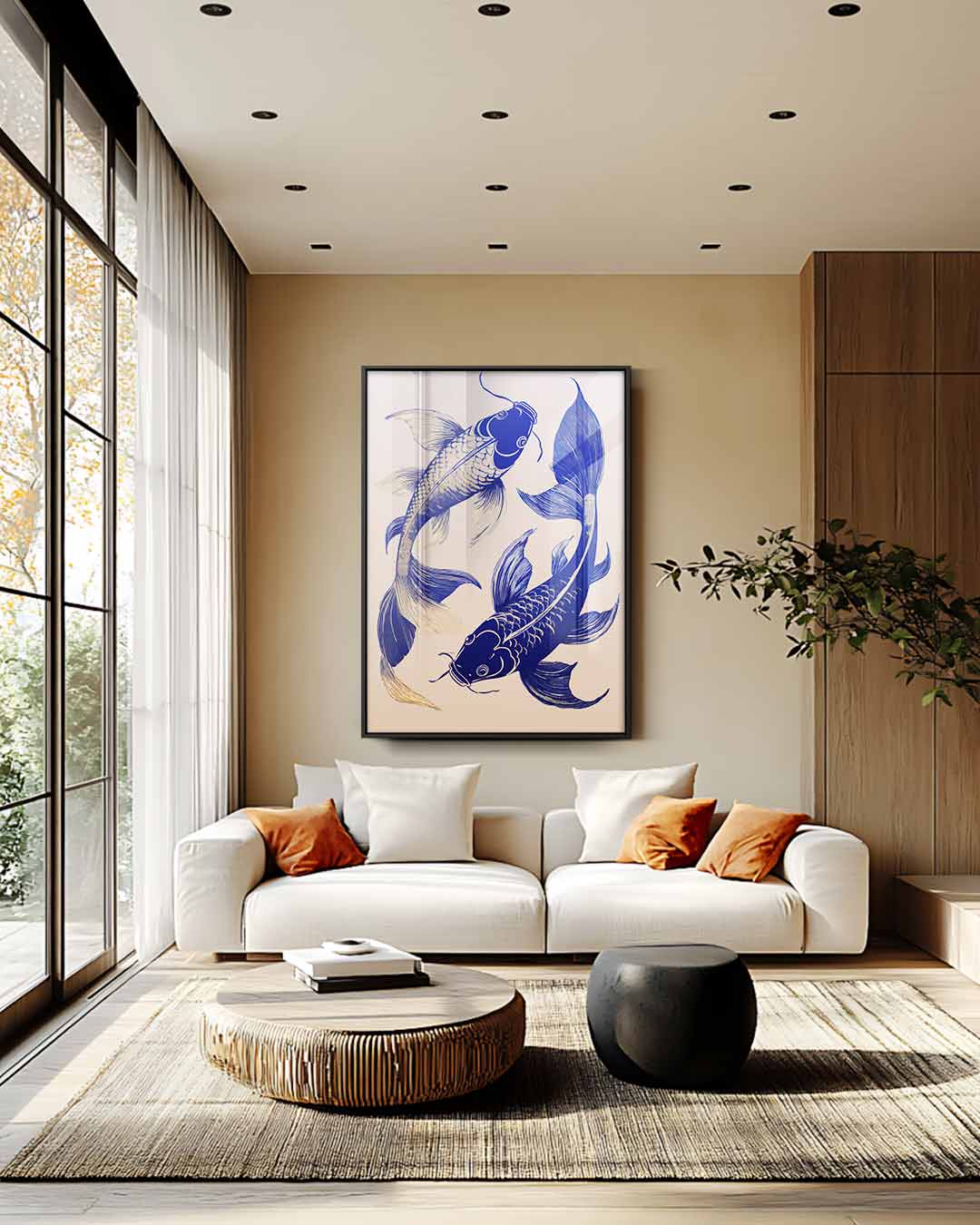 Opera d'arte Koi danzanti in gloria blu