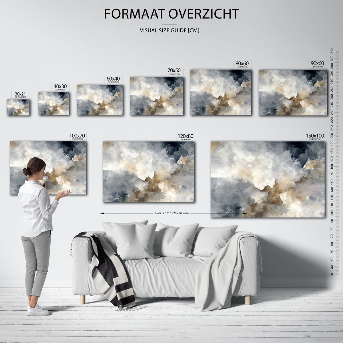 Abstracte wolken – liggende muurposter met abstracte vormen