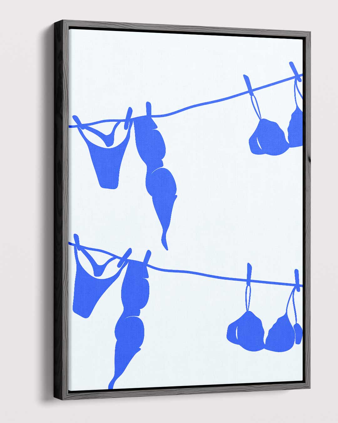 Blauwe Lingerie op de Lijn – dibond kunstwerk als wanddecoratie