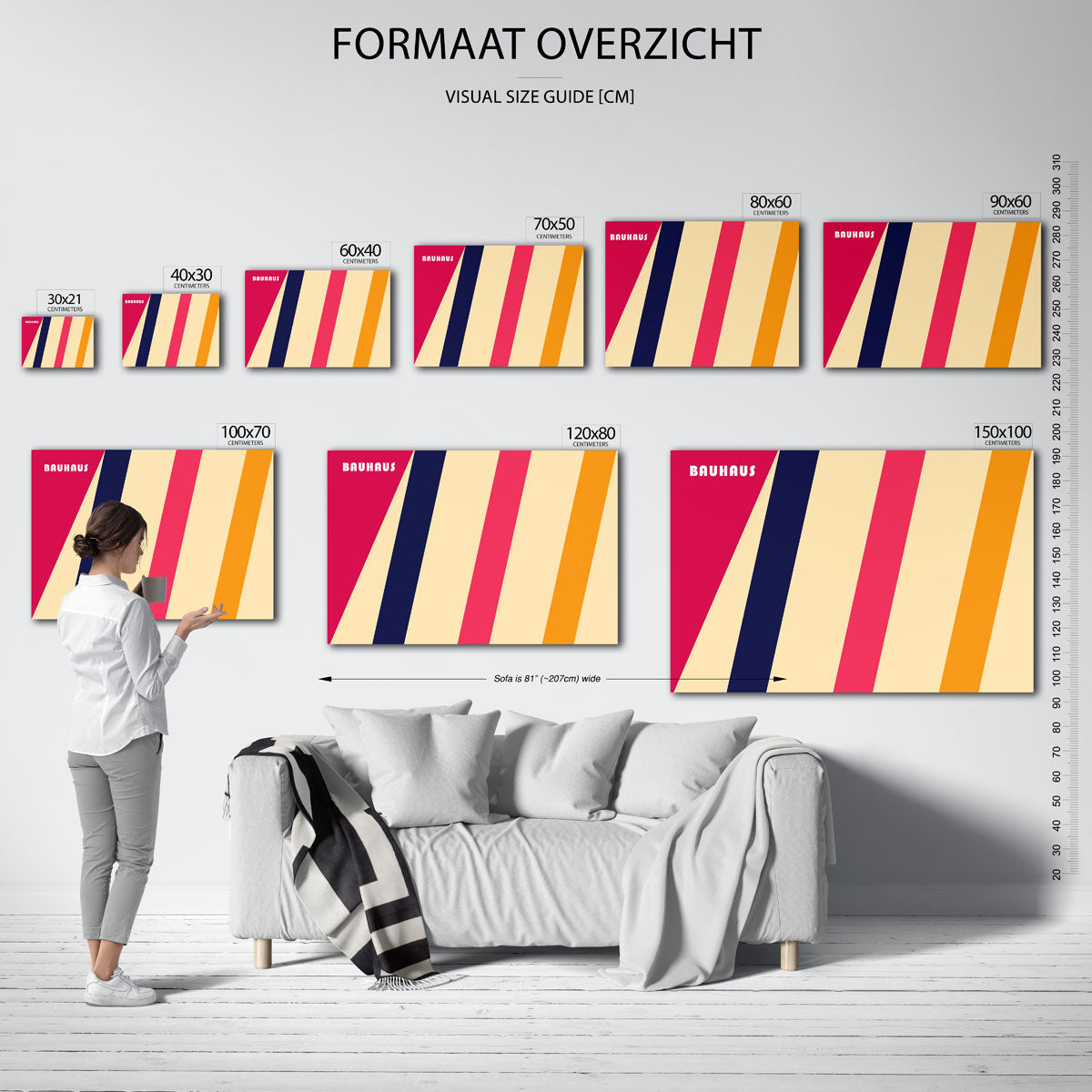 Schuine kleurvlakken – Bauhaus poster als geometrische wanddecoratie