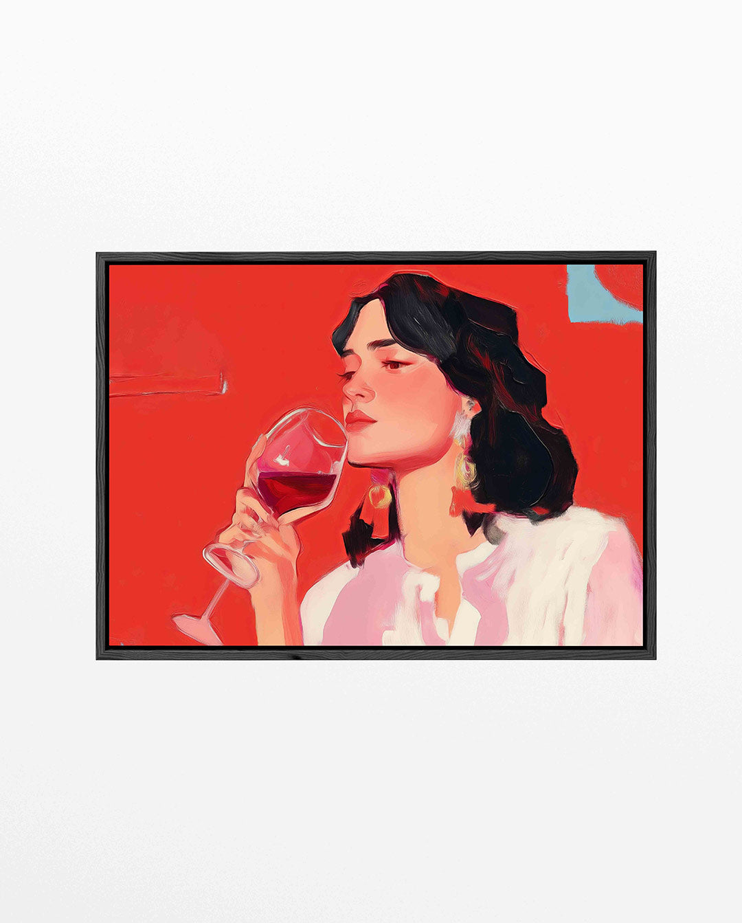 Vrouw met wijnglas – liggend portret kunstwerk