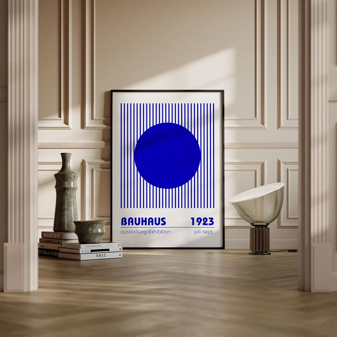 Lijnen en cirkel – moderne Bauhaus wandkunst als poster