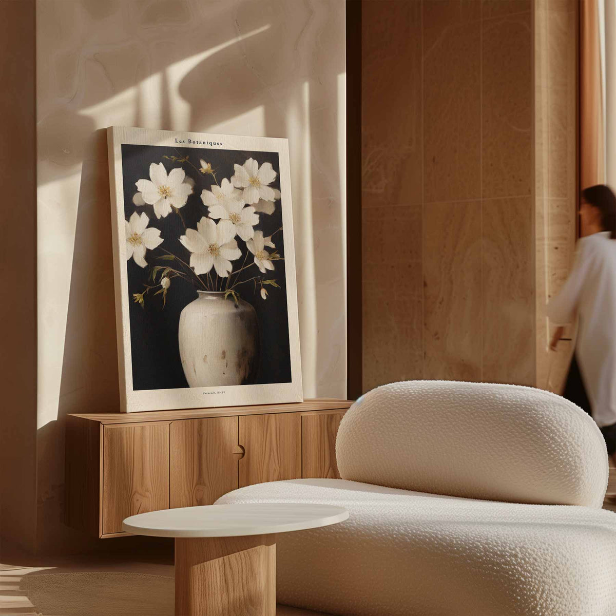 Elegante Bloemen in Rustieke Vaas – canvas wanddecoratie in portret formaat