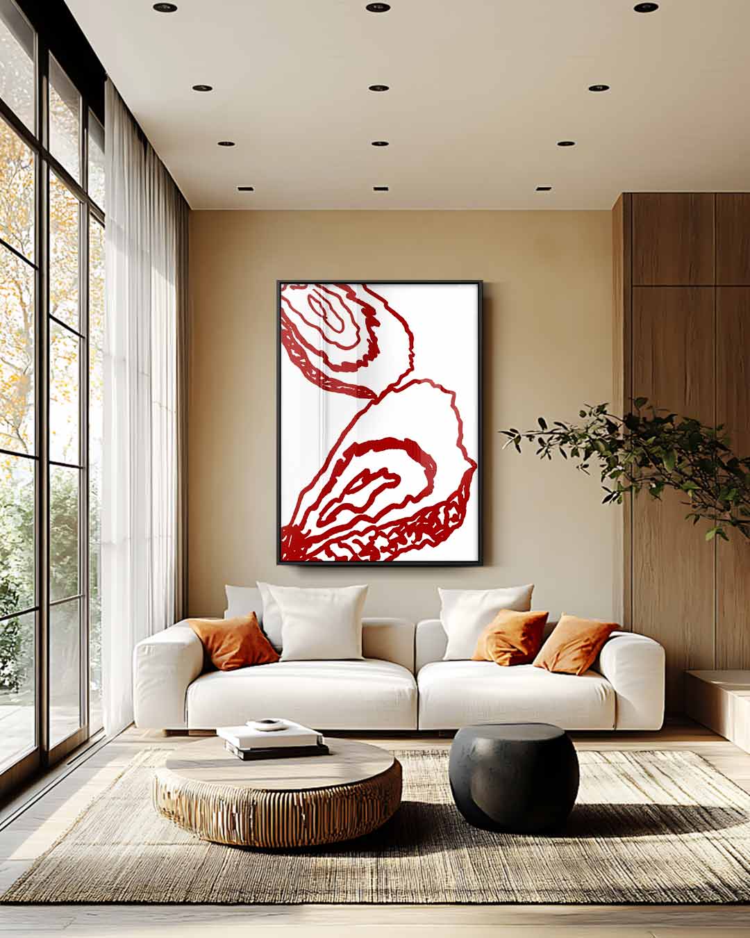 Abstracte Oesterlijnen – staande wandkunst voor woonkamer of interieur