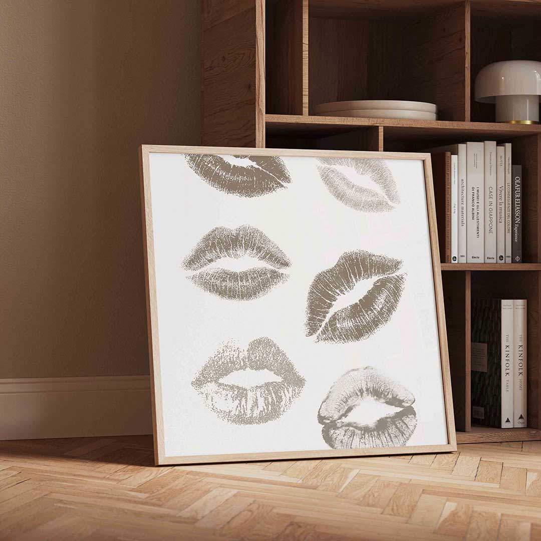 Lippenafdrukken – vierkante Pop Art wanddecoratie van WallArtistic