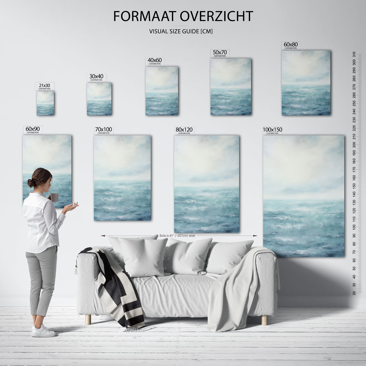 Rustige zee – staande muurposter met botanisch thema