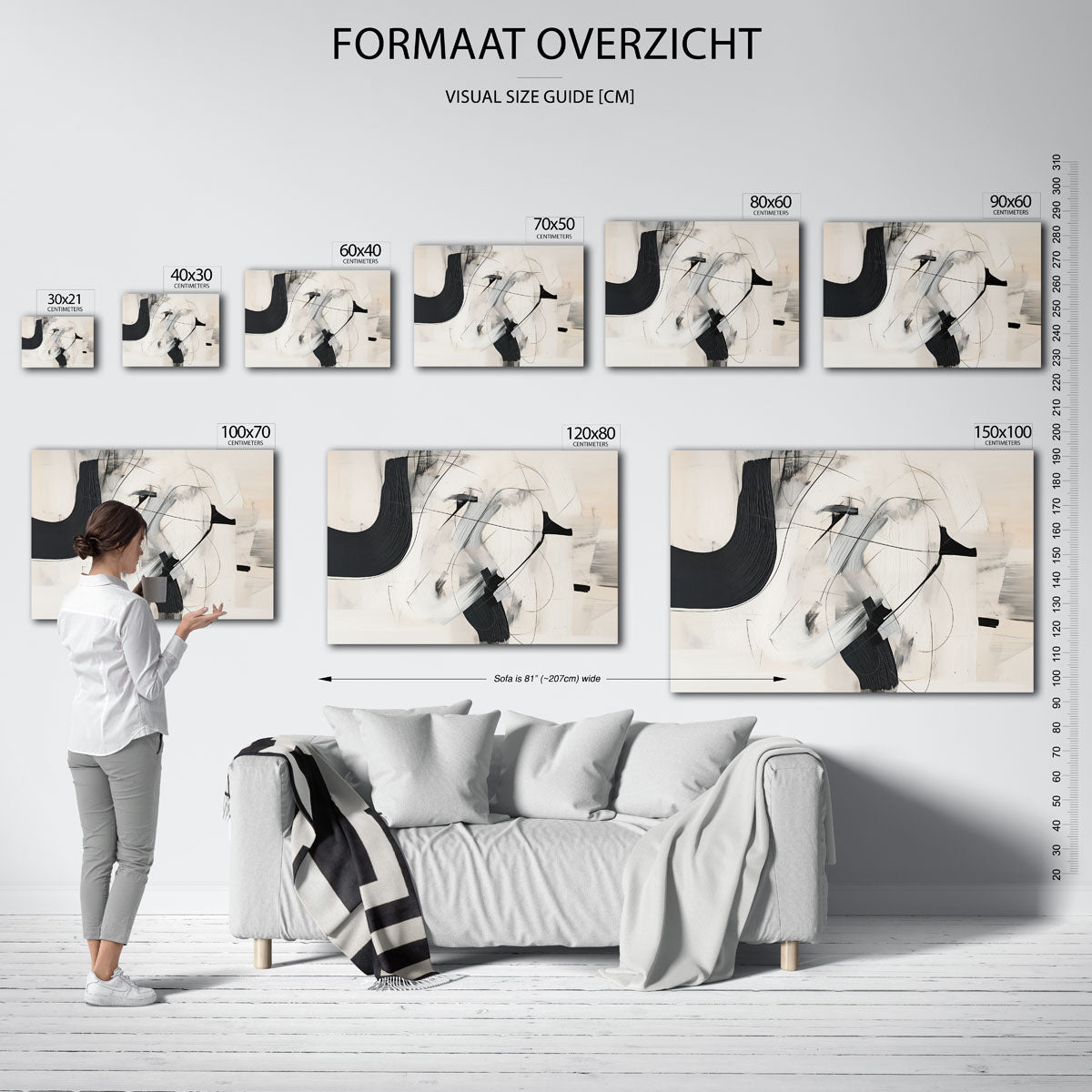 Abstracte lijnen en vormen – liggende muurposter met abstracte vormen