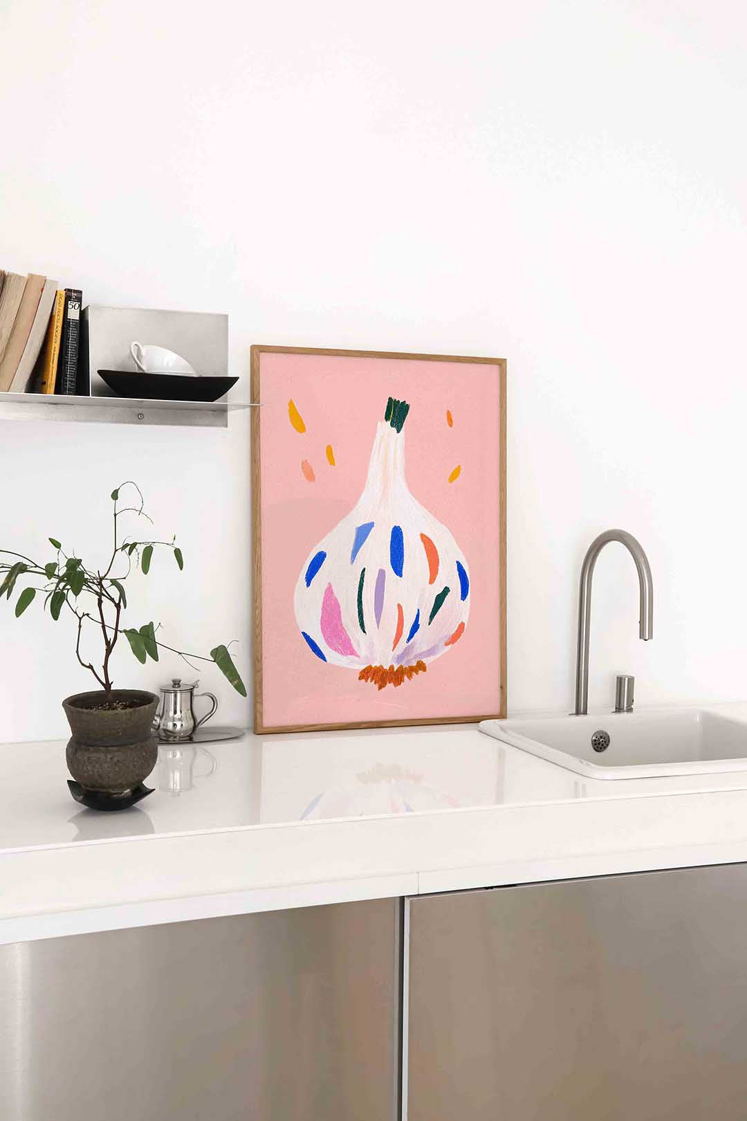 Gekleurde knoflook – staande keuken wanddecoratie van WallArtistic