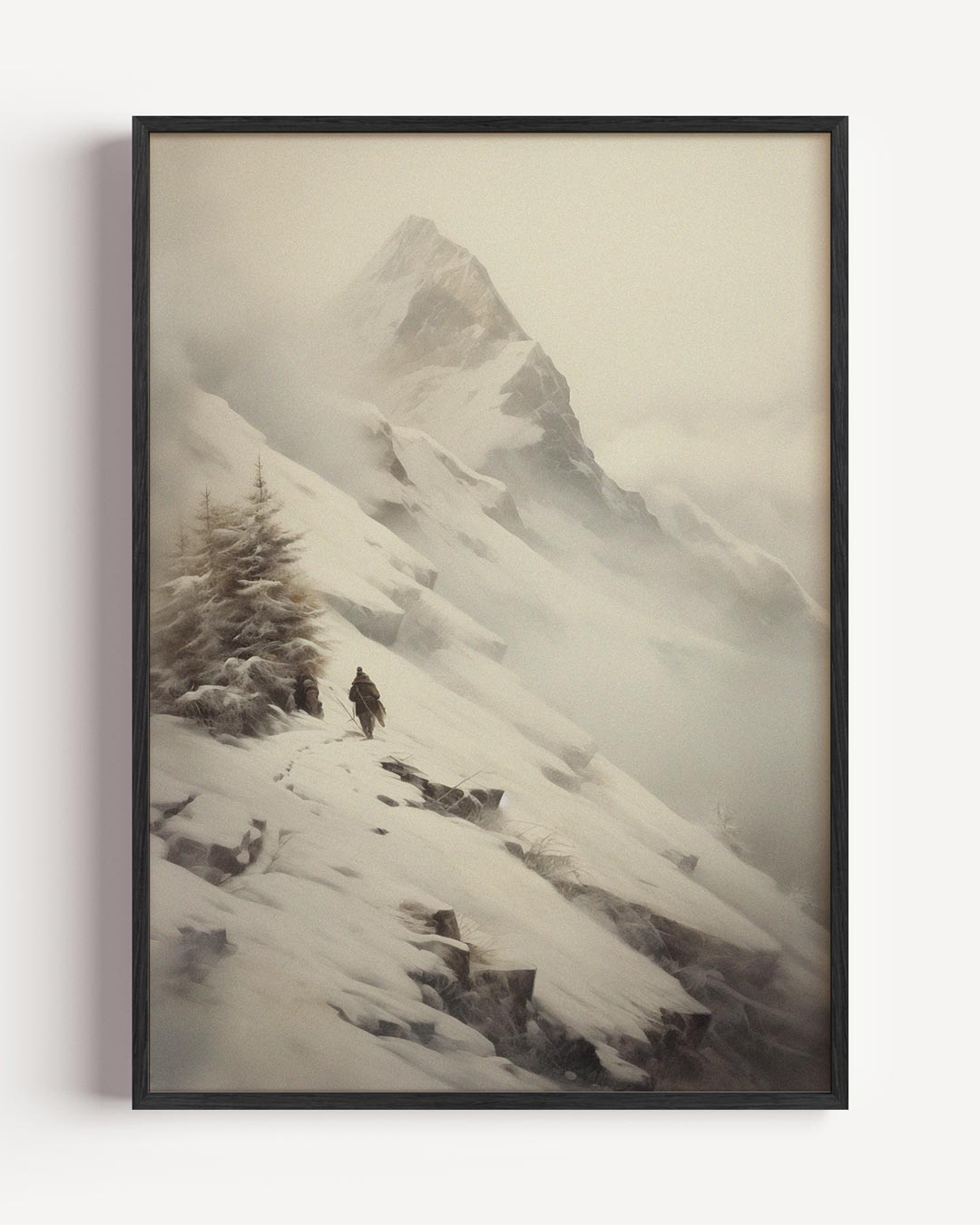 Winterse Berghike – kerst portret poster als wanddecoratie