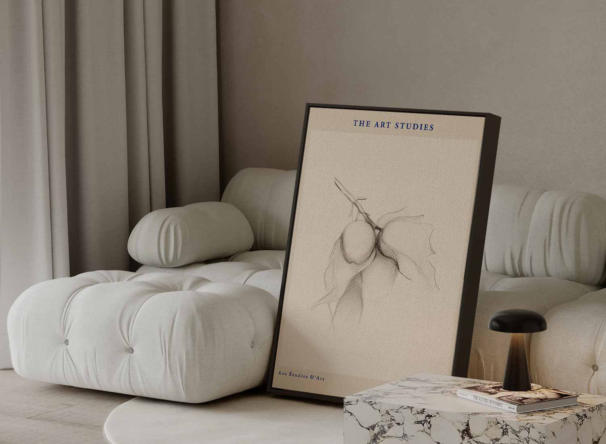 Potloodschets Van Tak Met Vruchten – staande wandkunst voor woonkamer of interieur