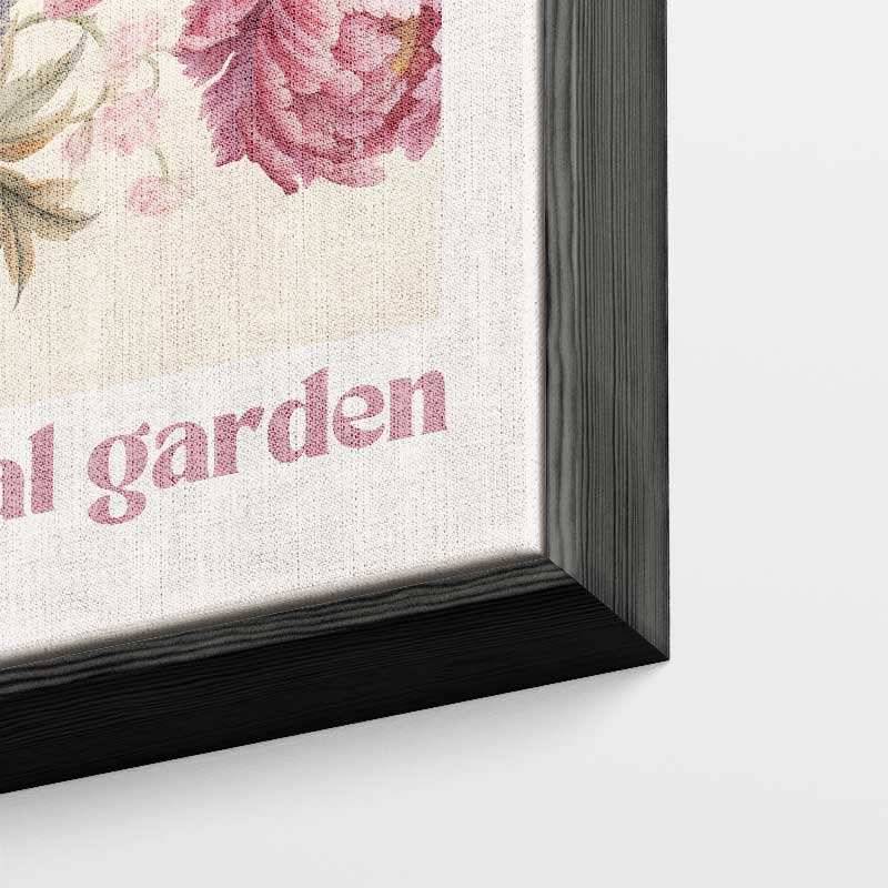 Kleurrijke Bloementuin – kunstwerk met zwarte baklijst