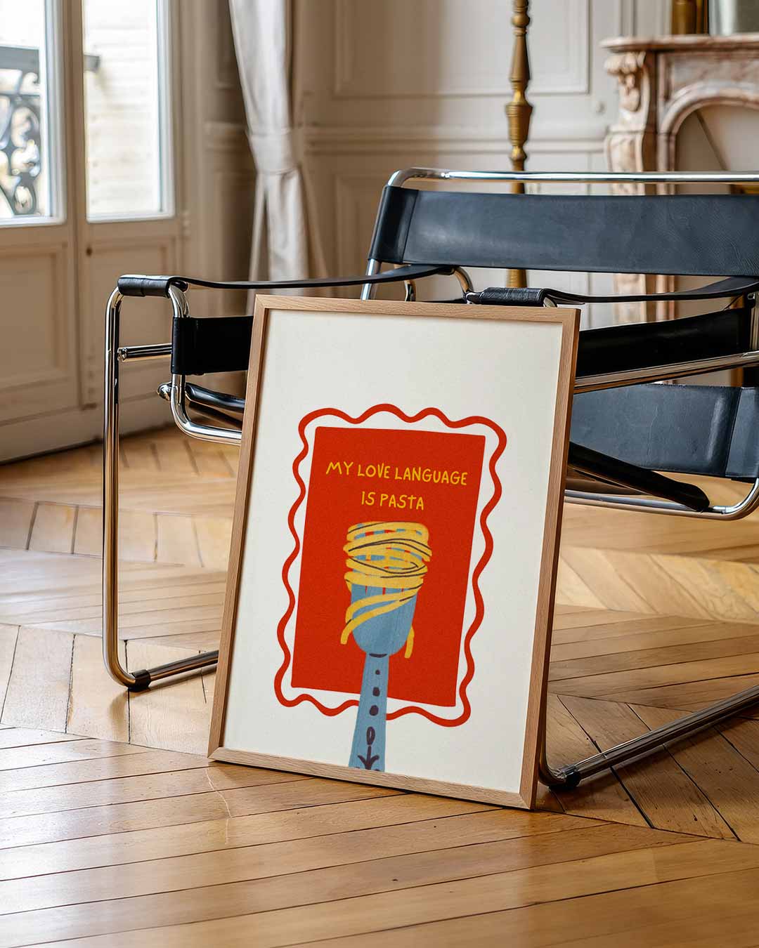 Pasta Liefdestaal – zomerse wandkunst als portret poster