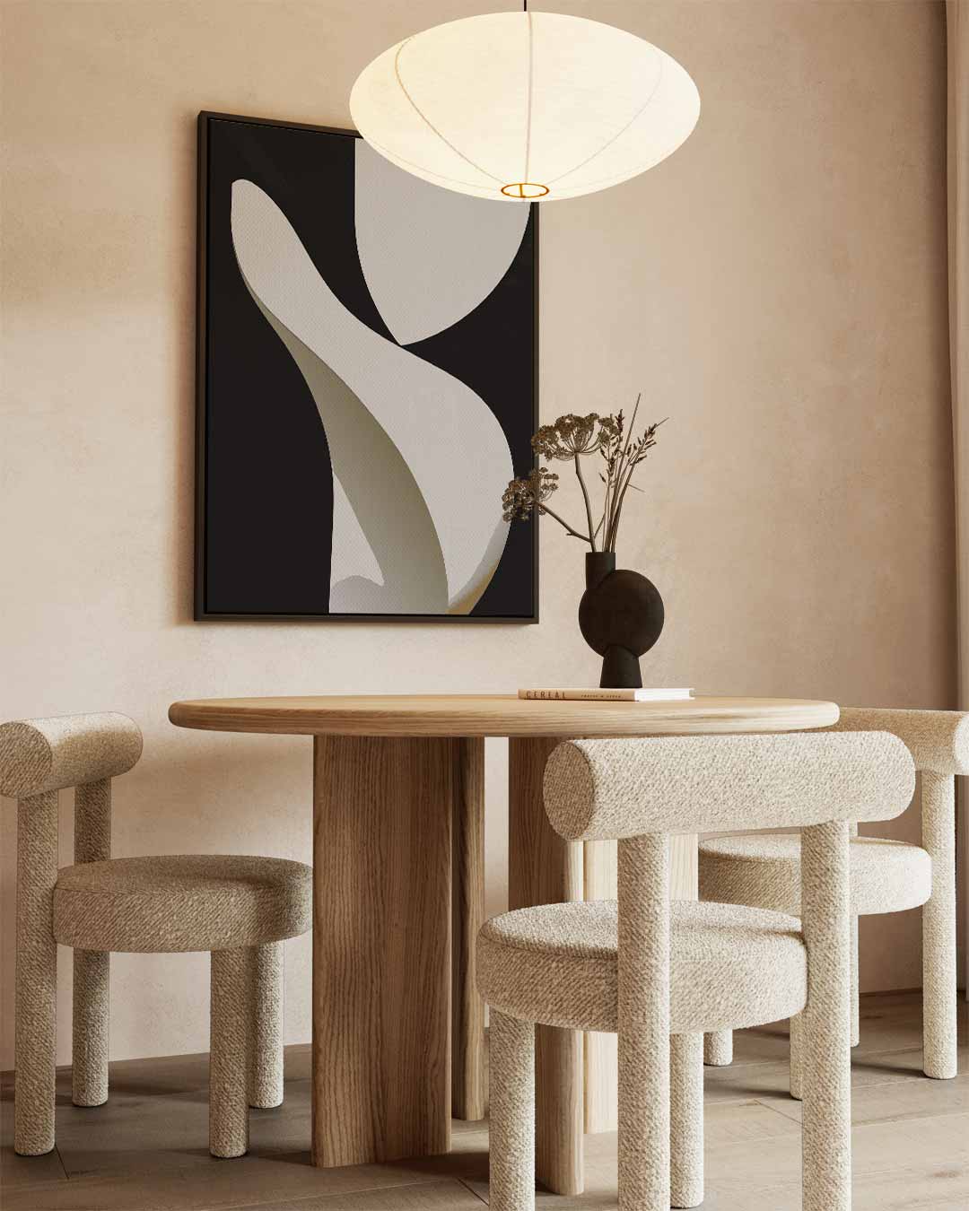 Minimalistische Abstracte Vormen – kunstwerk met zwarte baklijst