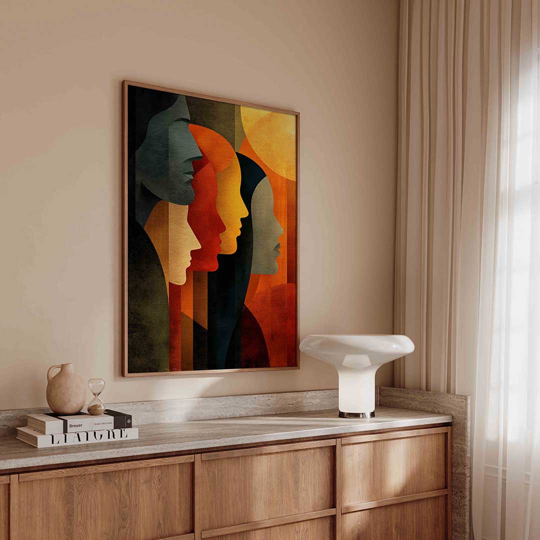 Silhouetten in profiel – abstracte poster in staand formaat