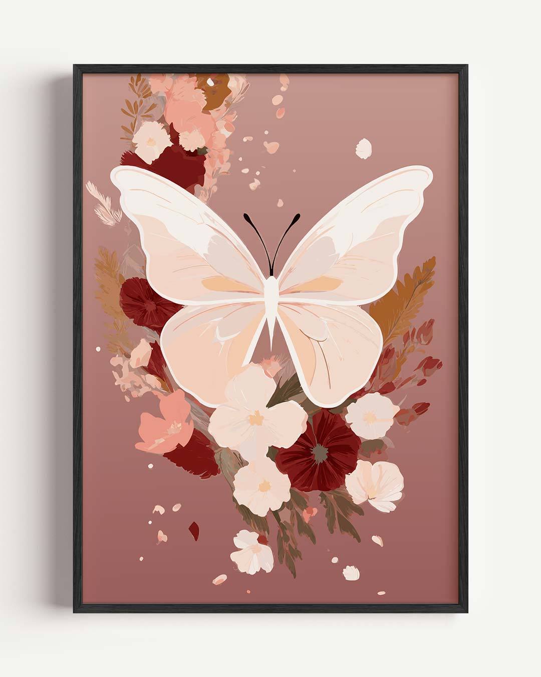 Vlinder & Bloem Bloemenpracht – zomer portret poster als wanddecoratie