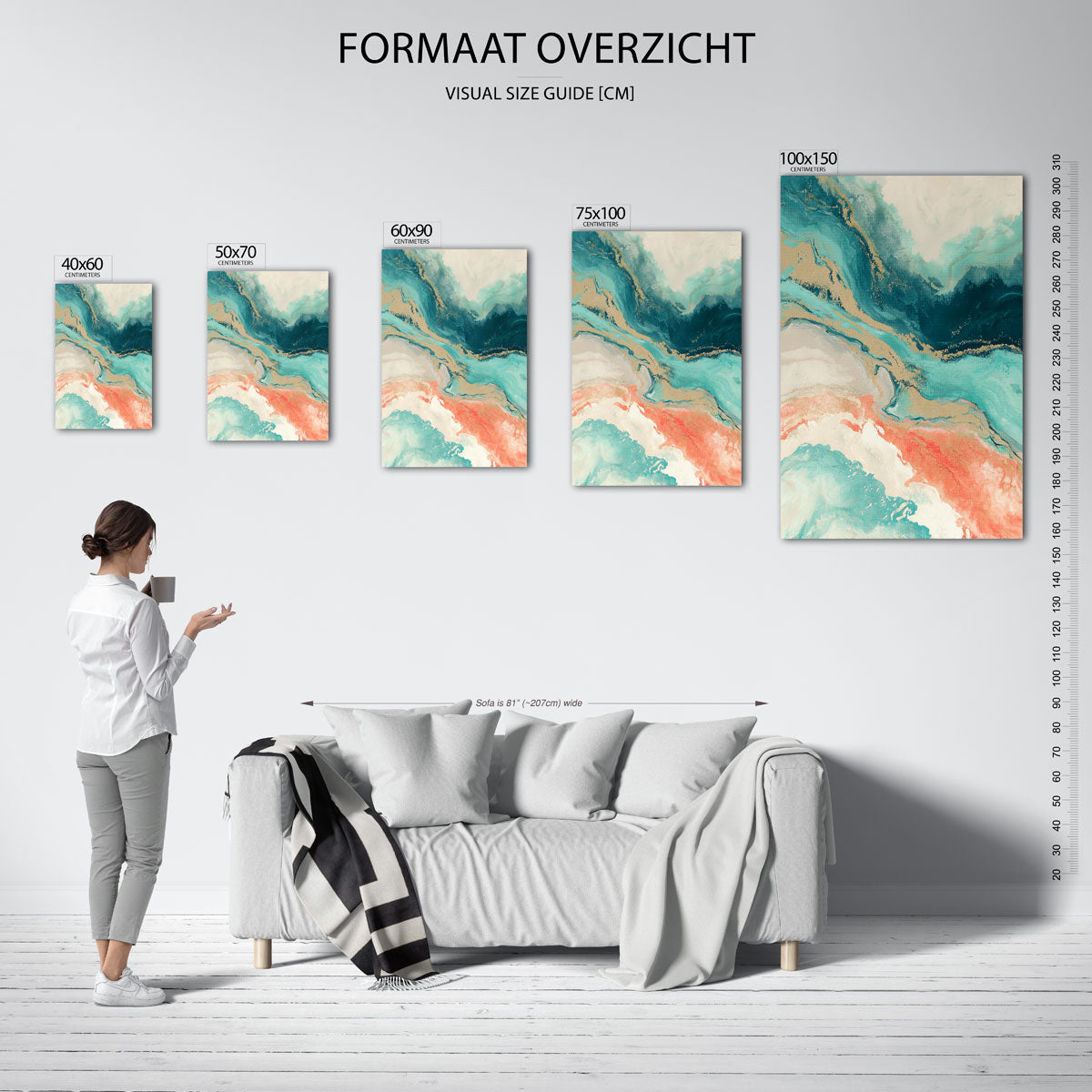 Kleurrijke vloeiende vormen – staand wanddecoratie kunstwerk