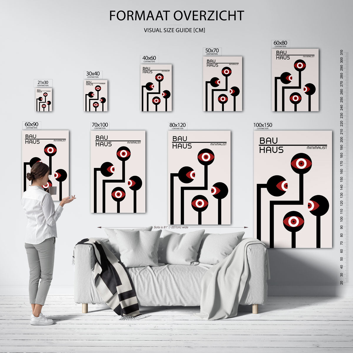 Lijnen en ogen – Bauhaus poster als geometrische wanddecoratie