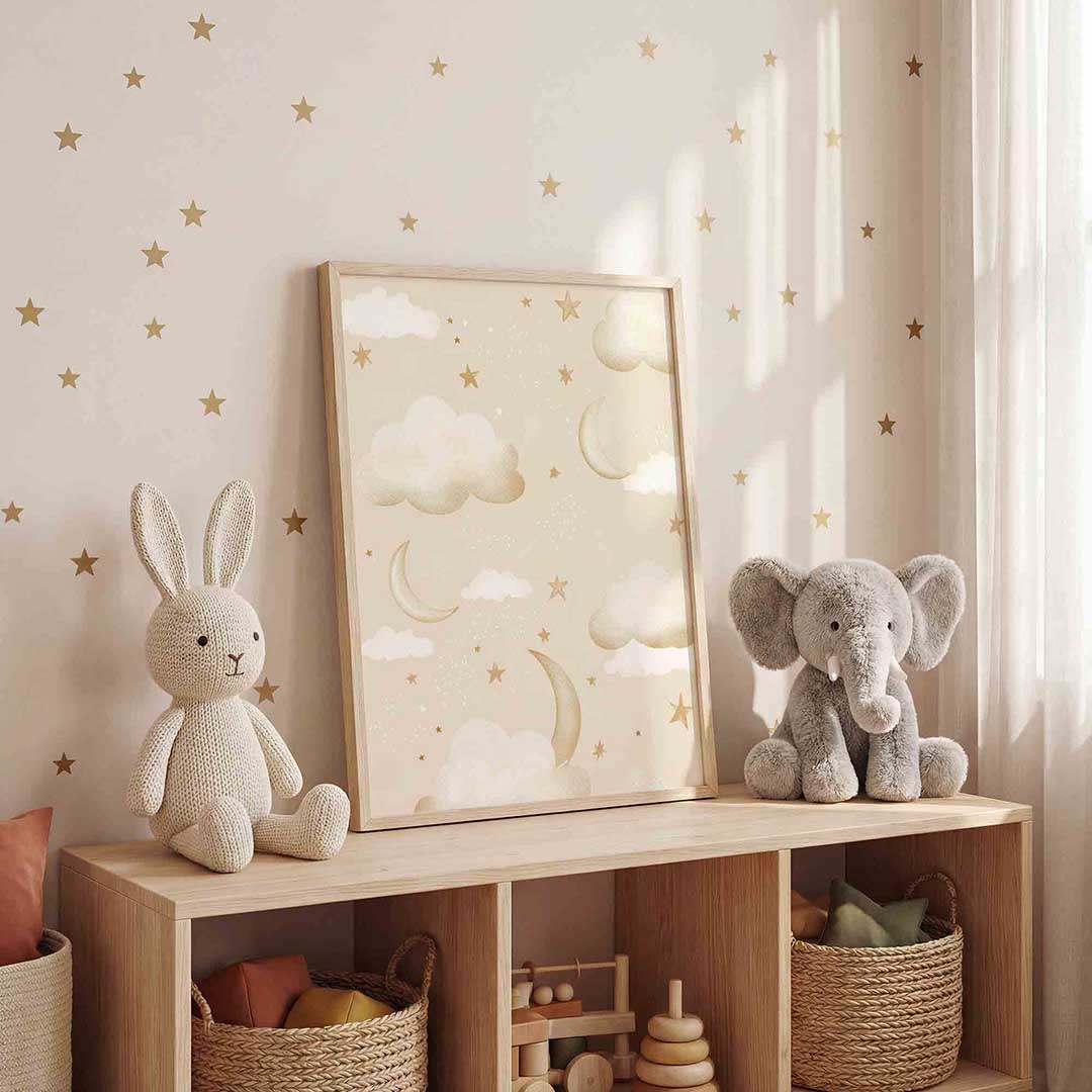Wolken en sterren – staande kinderkamer wanddecoratie van WallArtistic