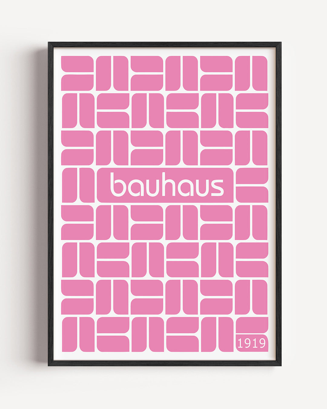 Roze vlakritme – staande Bauhaus poster als wanddecoratie