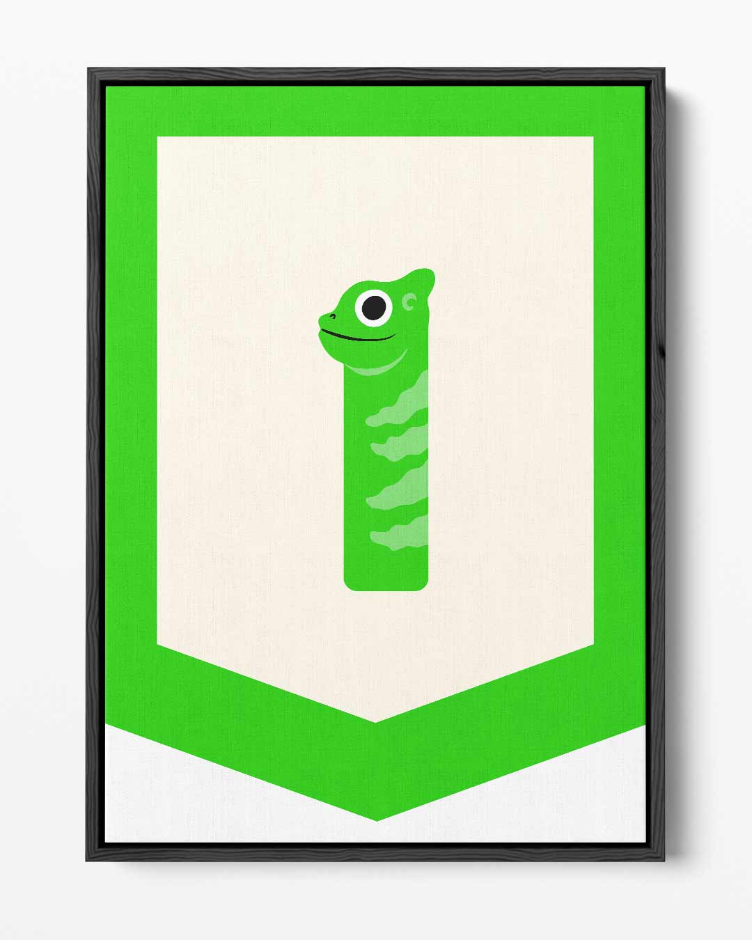 Vrolijke Gecko Illustratie – portret kunstwerk als wanddecoratie