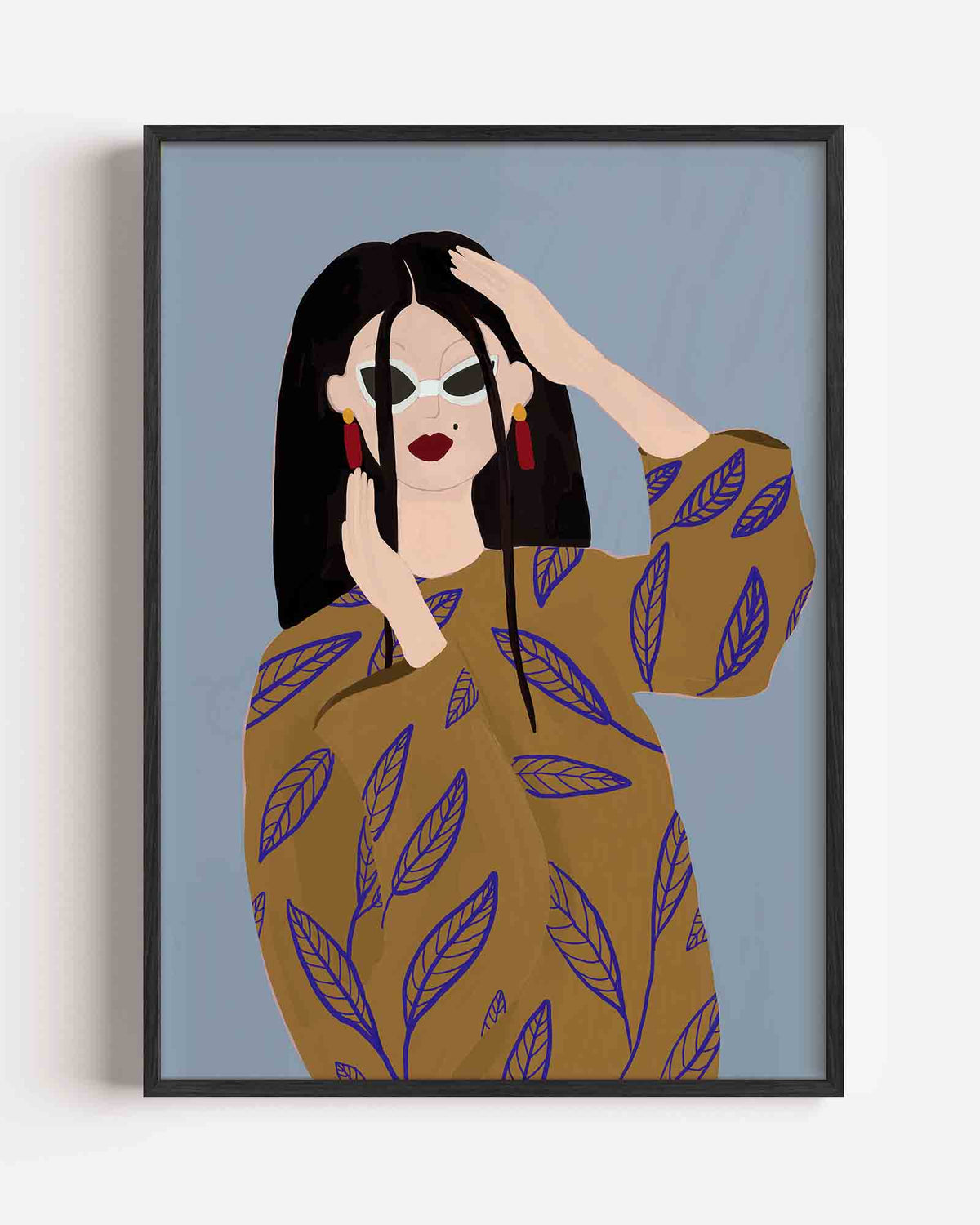Vrouw met zonnebril – hedendaagse illustratie portret poster als wanddecoratie