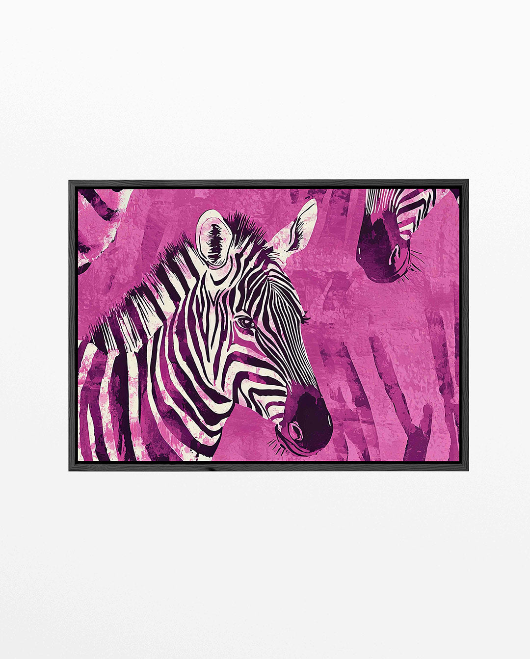 Zebra op roze achtergrond – liggend dieren kunstwerk