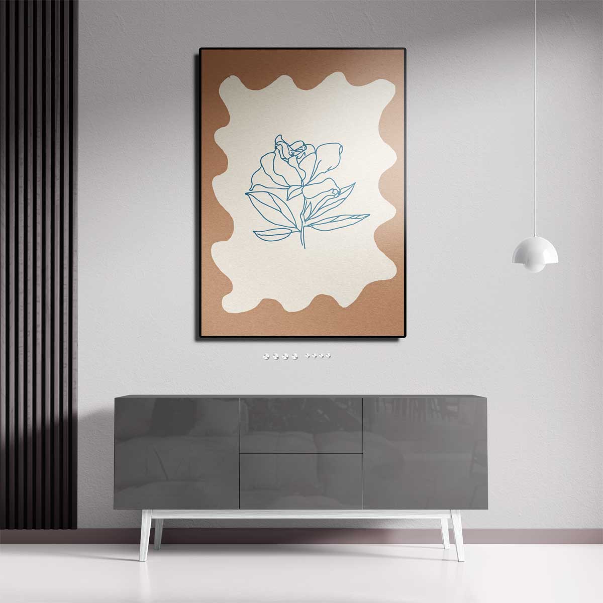 Eenvoudige Bloemenschets – modern portret kunstwerk van WallArtistic