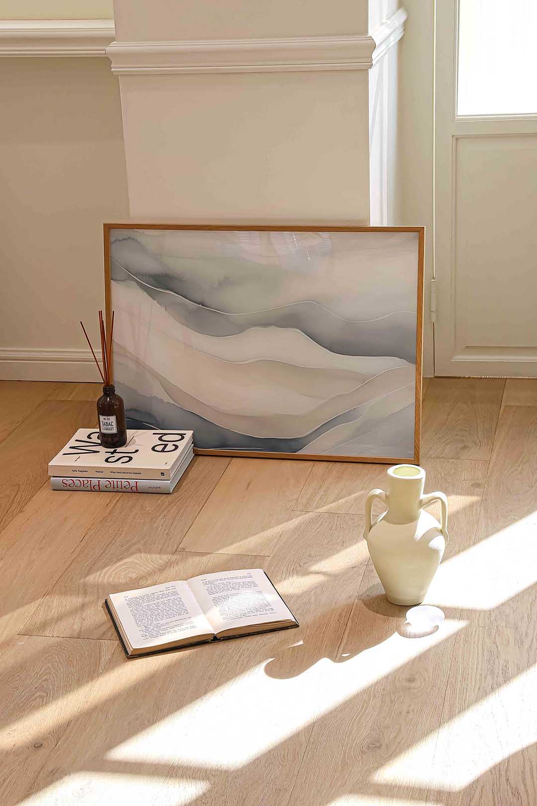 Golvende lijnen – liggende abstracte wanddecoratie van WallArtistic