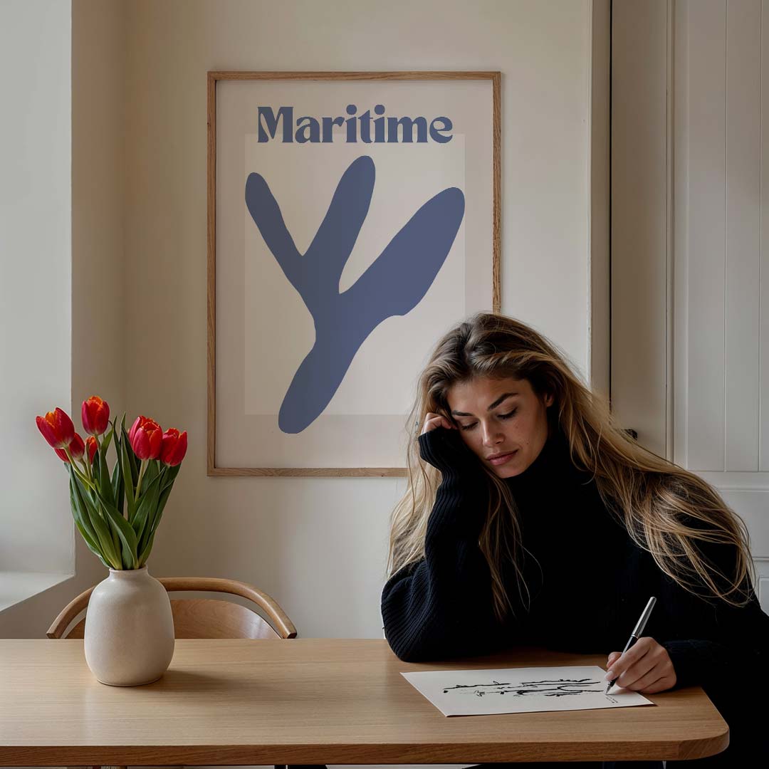 Maritime Botanische Kunst – staande muurposter met kleurrijke abstracte vormen