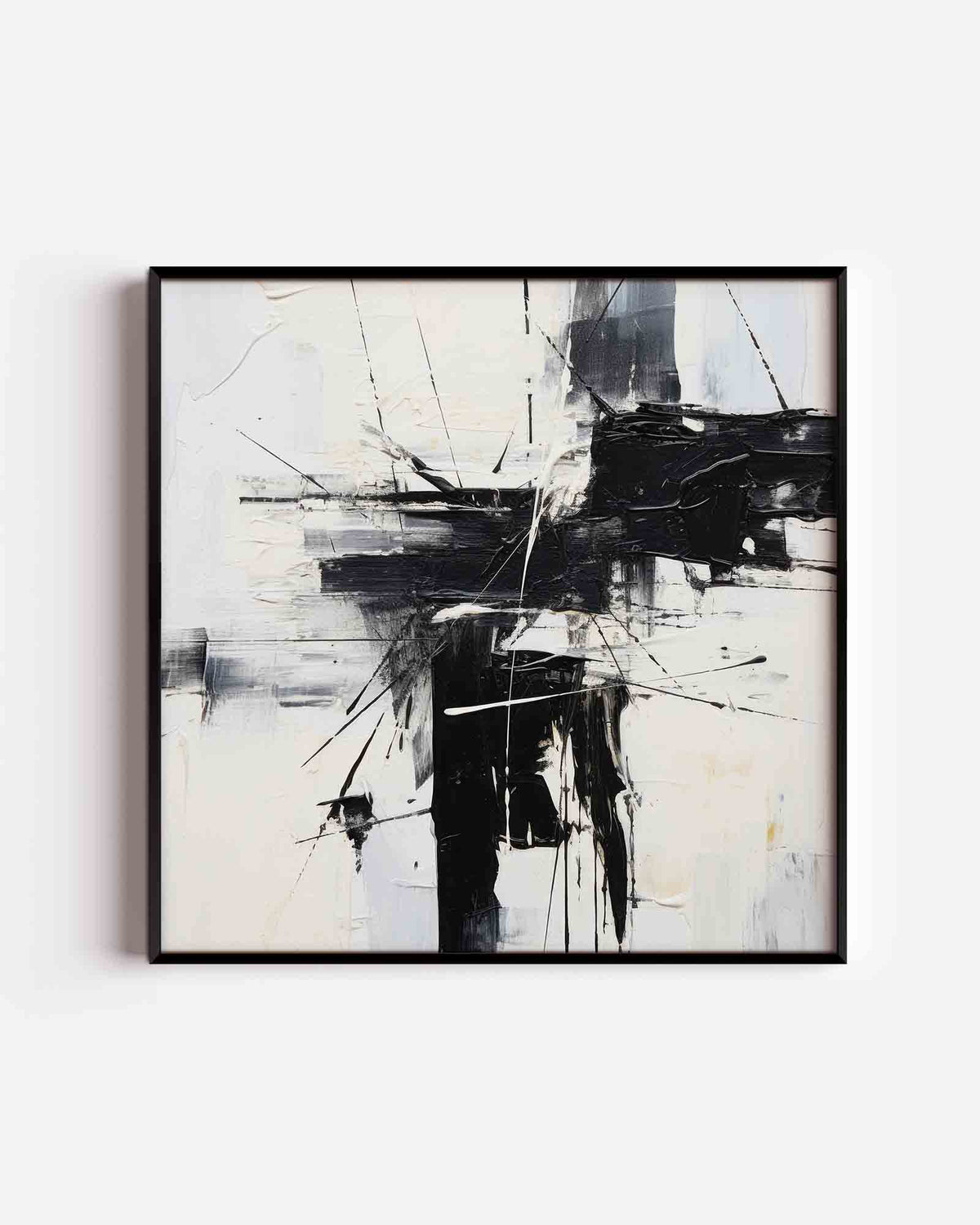 Abstracte zwart wit – zacht abstracte vierkante poster als wanddecoratie