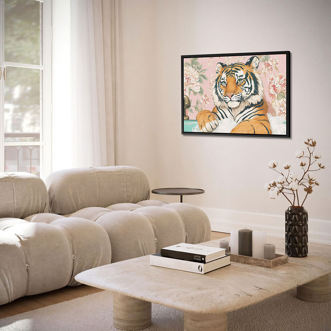 Tijger in bloemenbad – alternatieve weergave van het kunstwerk