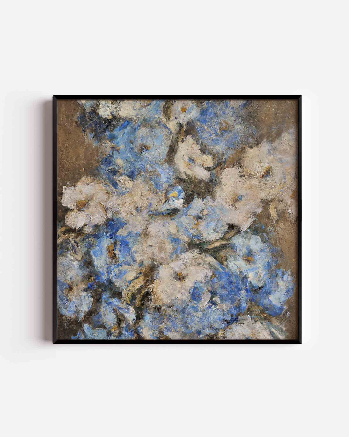 Blauwe bloemen – zacht abstracte vierkante poster als wanddecoratie