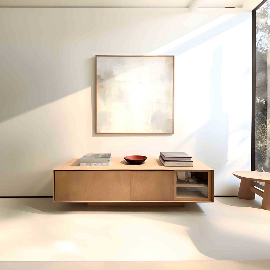 Abstracte beige textuur – vierkante abstracte wanddecoratie van WallArtistic
