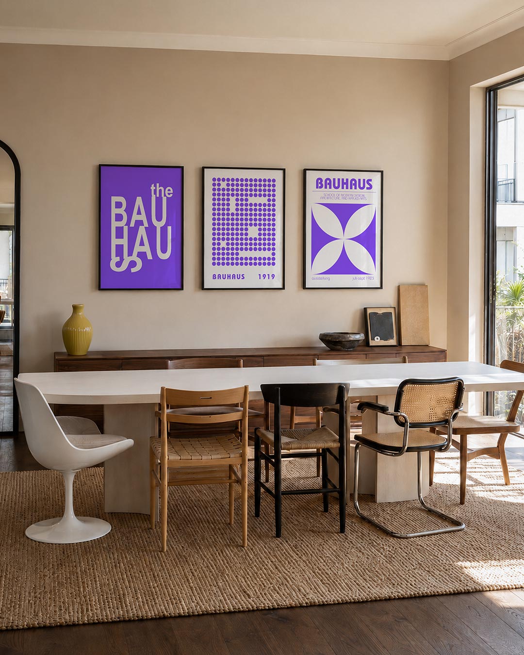 Typografie en kleur driedelige posterset – deze posterset in drie delen toont een speelse interactie