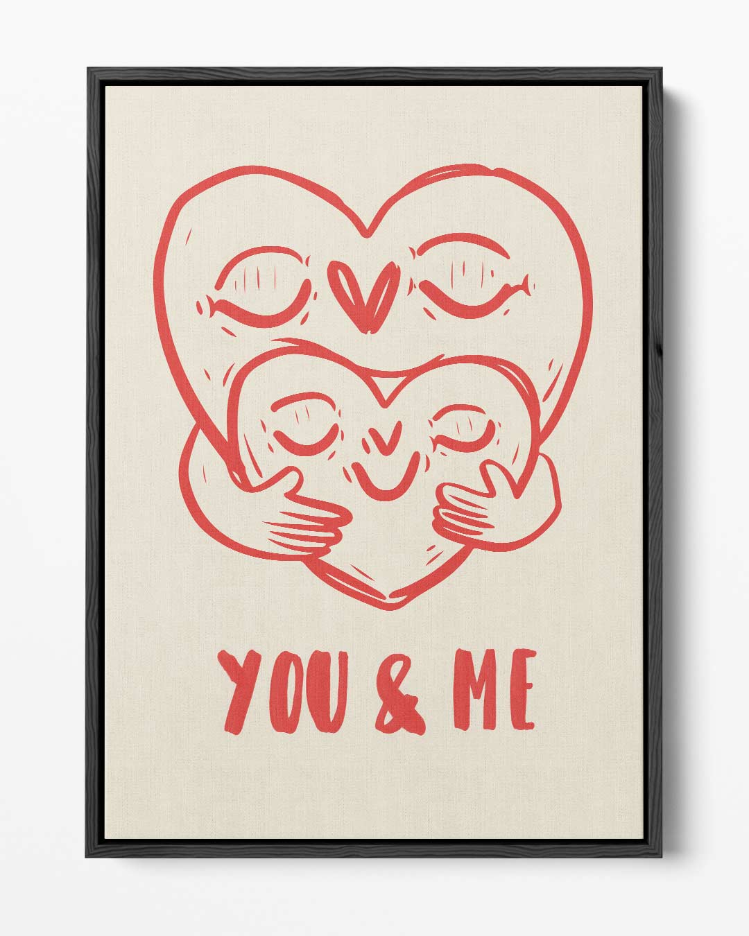 You & Me Knuffelharten – portret kunstwerk als wanddecoratie