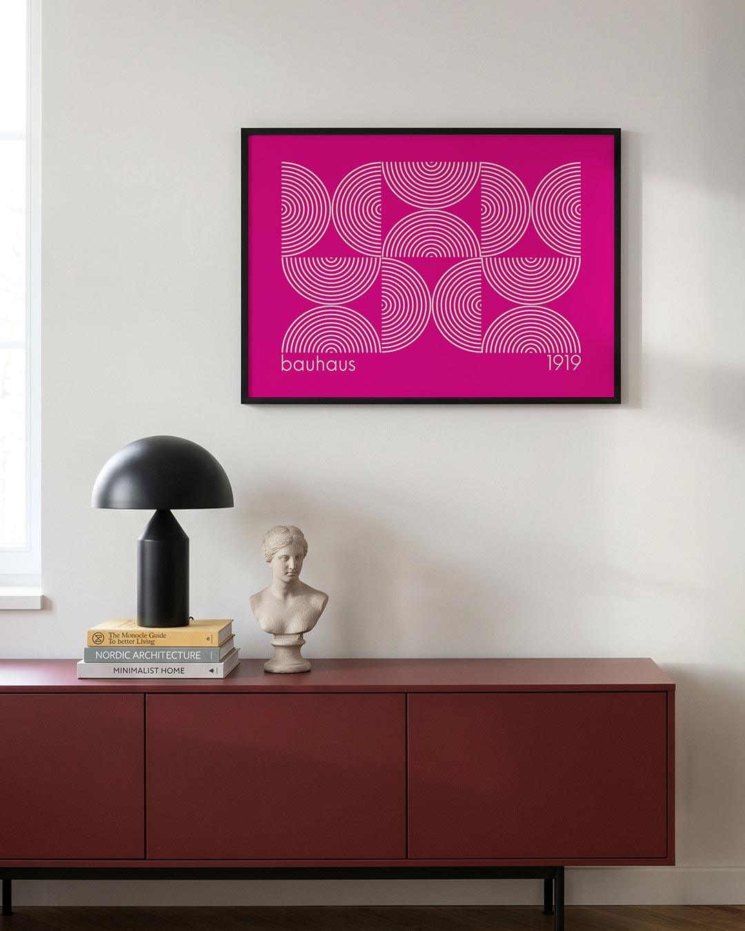 Cirkelritme en lijnen – moderne Bauhaus wandkunst als poster