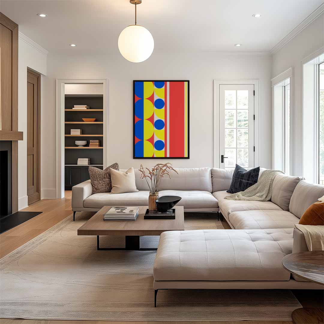 Kleurrijke Geometrische Abstractie – staand kunstwerk voor modern interieur