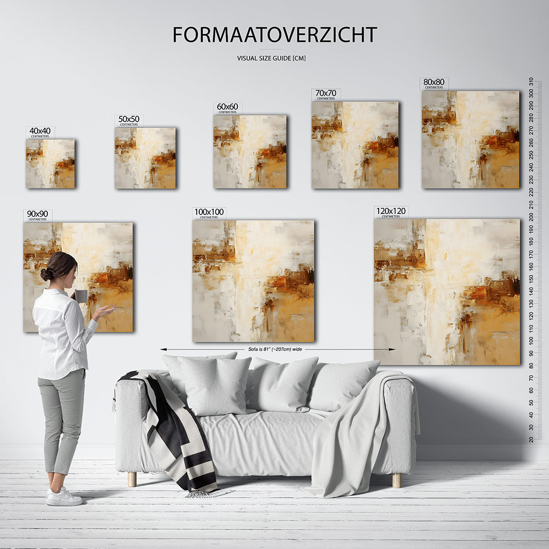 Warme texturen kunstwerk – materiaalweergave – dit kunstwerk toont een mix van beige en bruin, met zachte overgangen en