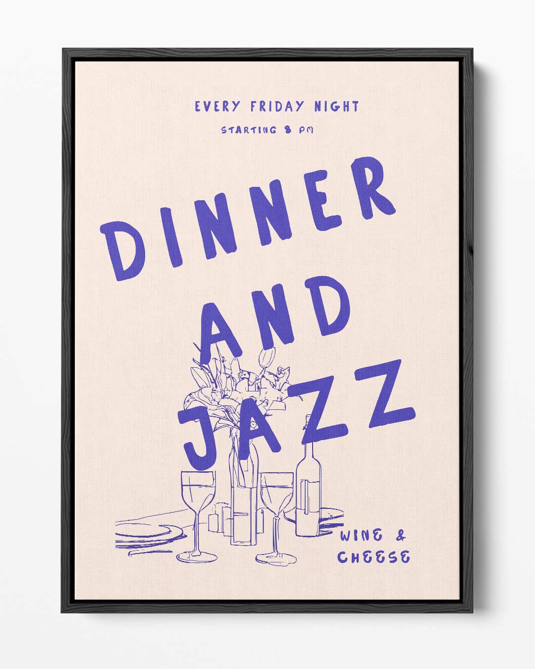 Avondje Uit: Diner en Jazz – portret kunstwerk als wanddecoratie
