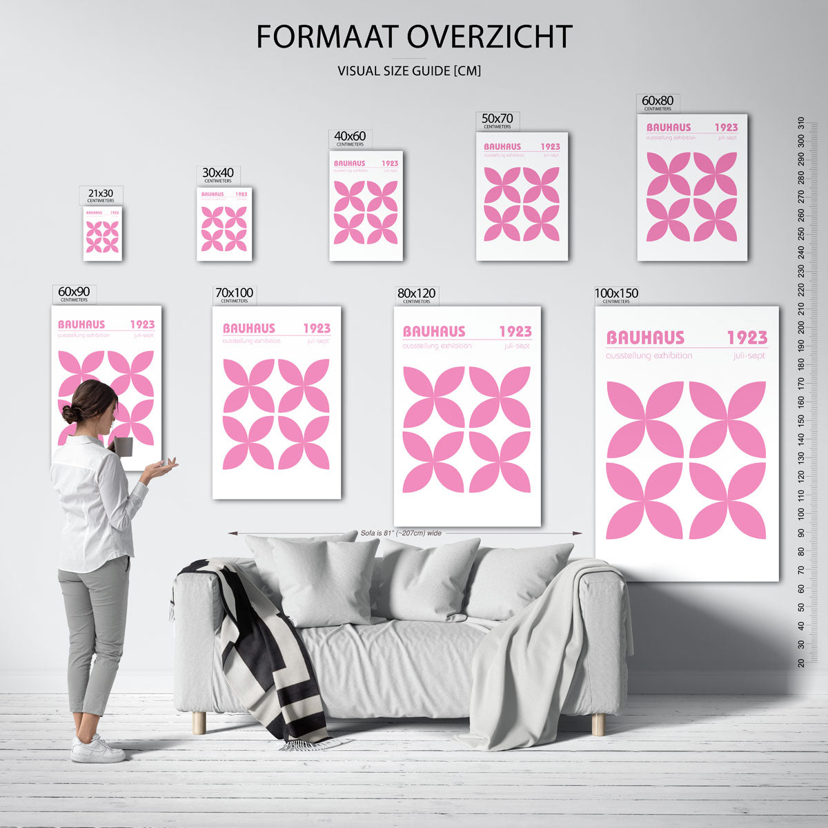 Vormritme en kleur – geometrische poster in Bauhaus-stijl van WallArtistic