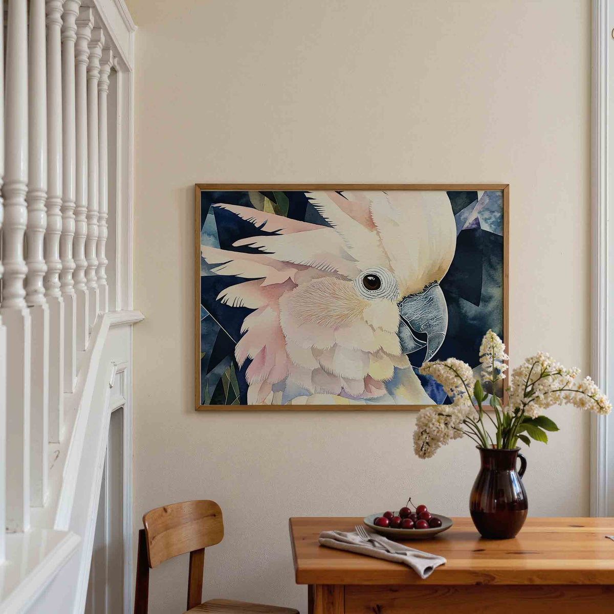 Papegaai in pastel – dieren poster in liggend formaat