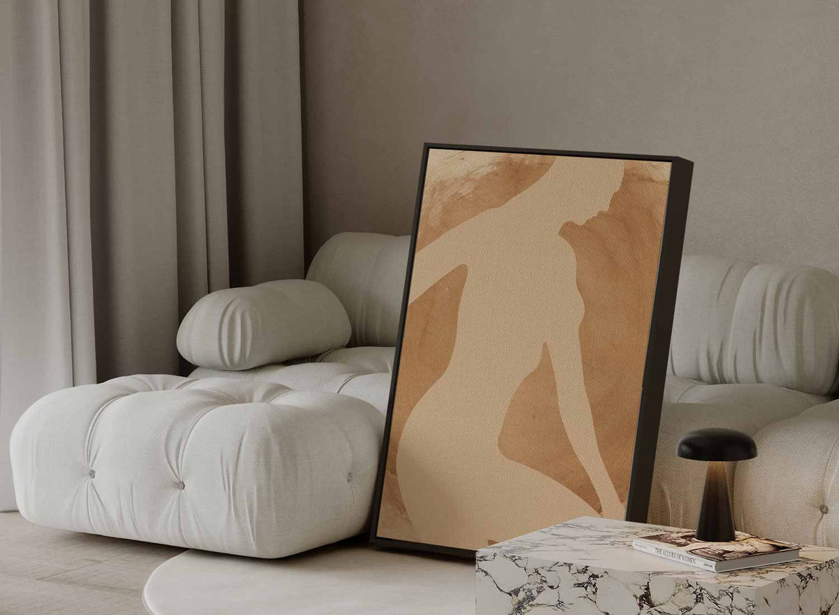 Elegante Silhouet in Neutrale Tinten – staande wandkunst voor woonkamer of interieur