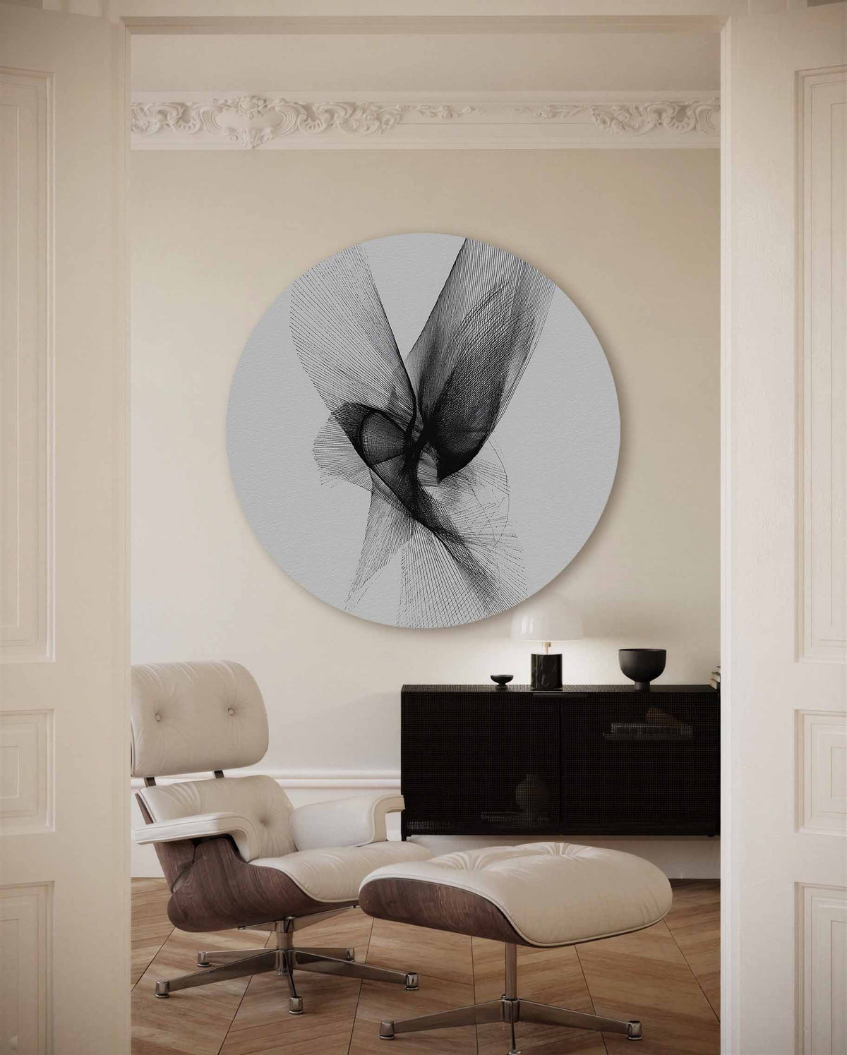 Abstracte lijnen – moderne abstracte muurcirkel voor aan de muur