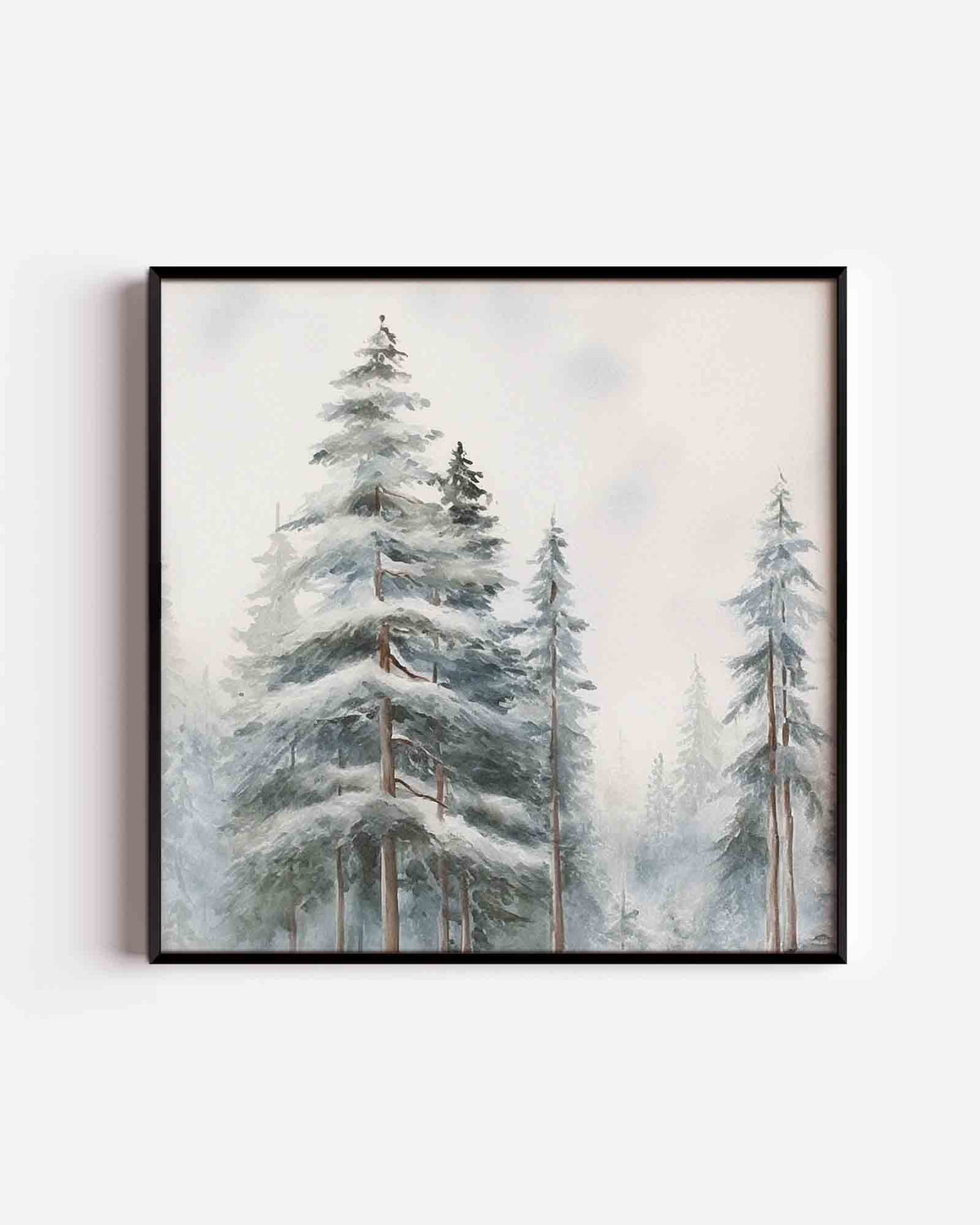 Besneeuwde bomen – kerst vierkante poster als wanddecoratie