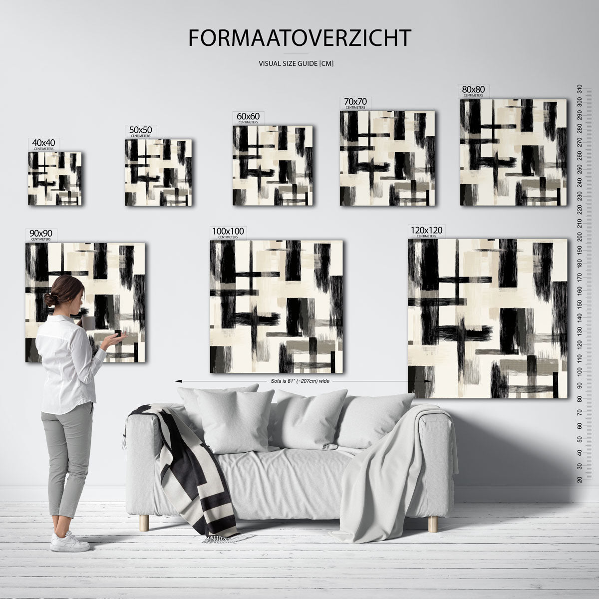 Abstracte lijnen – vierkante muurposter met abstracte vormen