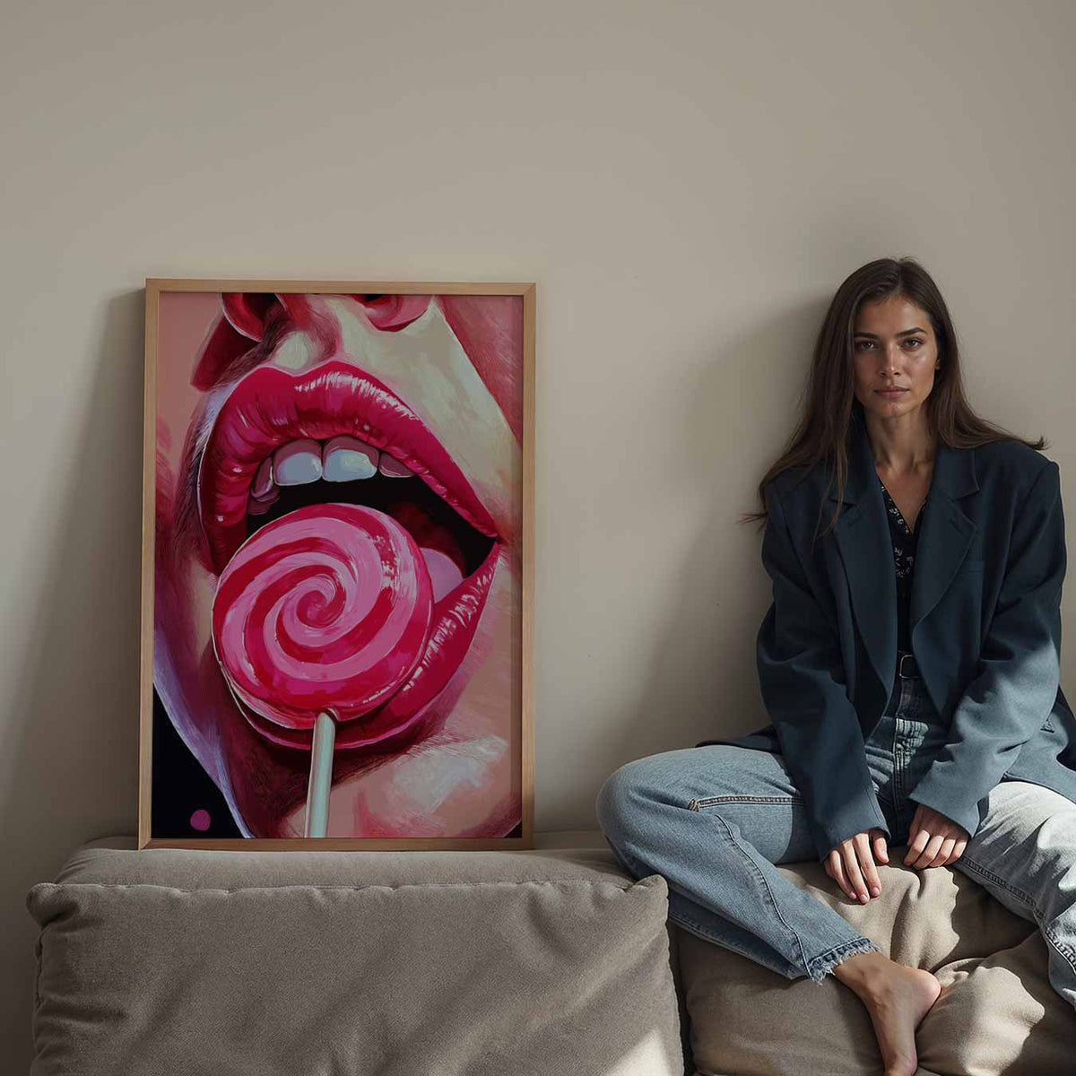 Lollipop Lips Poster II – Streetart wandkunst als portret poster