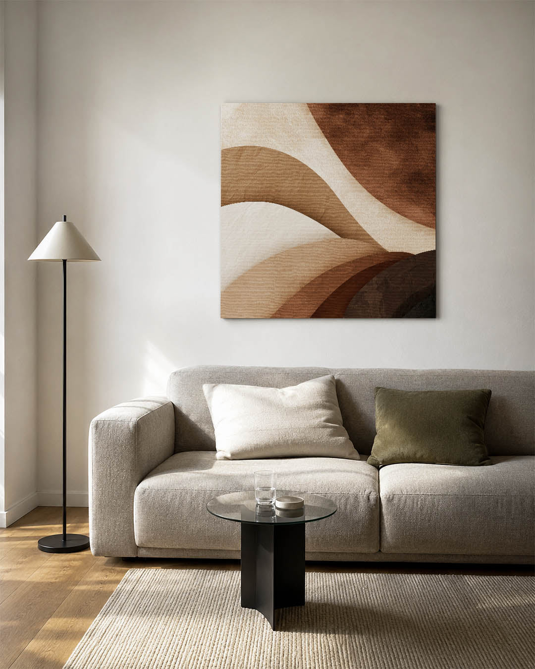 Organische vormen compositie kunstwerk – vierkante wanddecoratie – dit werk toont vloeiende, overlappende vormen in