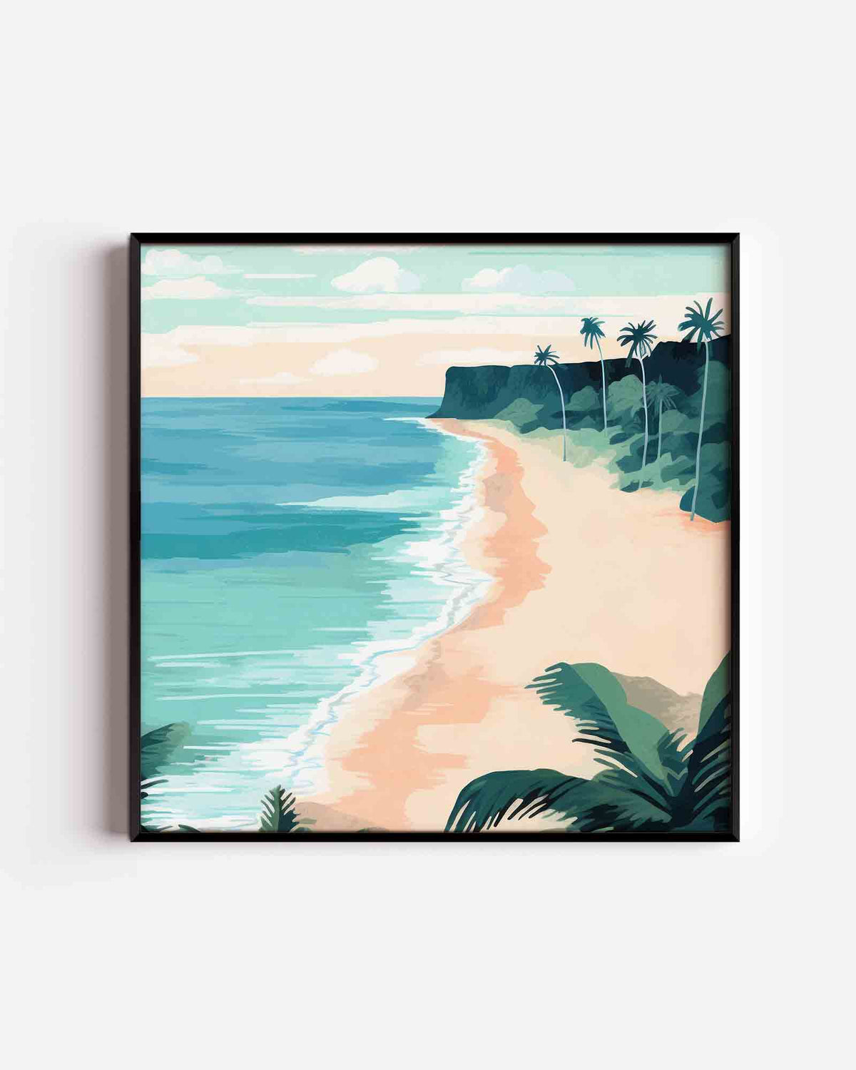 Strand met palmbomen – keuken vierkante poster als wanddecoratie