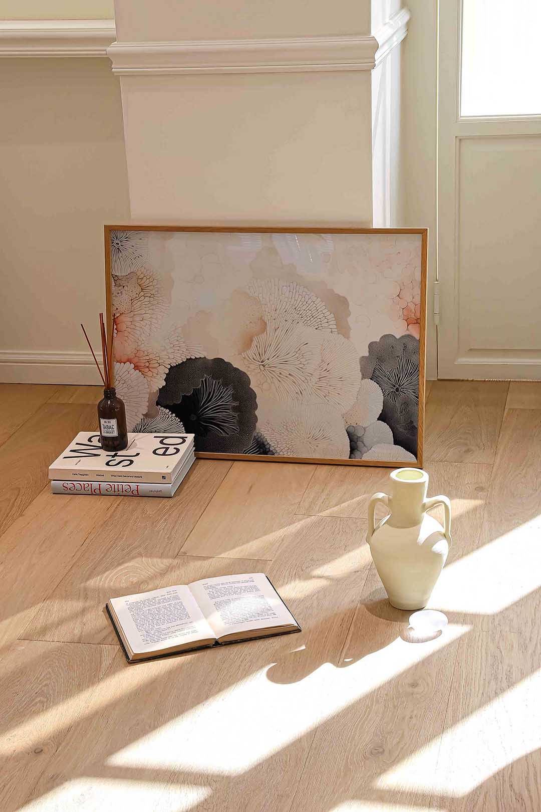 Organische vormen – liggende abstracte wanddecoratie van WallArtistic