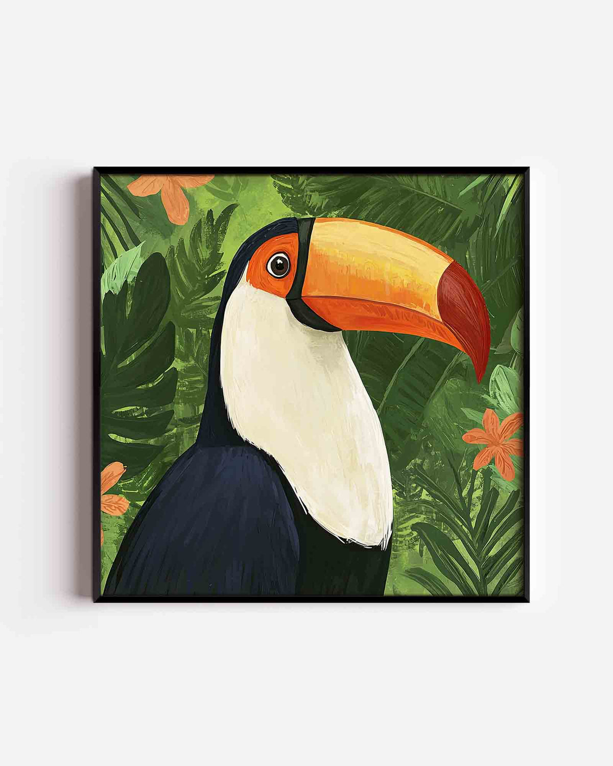 Toekan in jungle – vierkante dierenposter als wanddecoratie